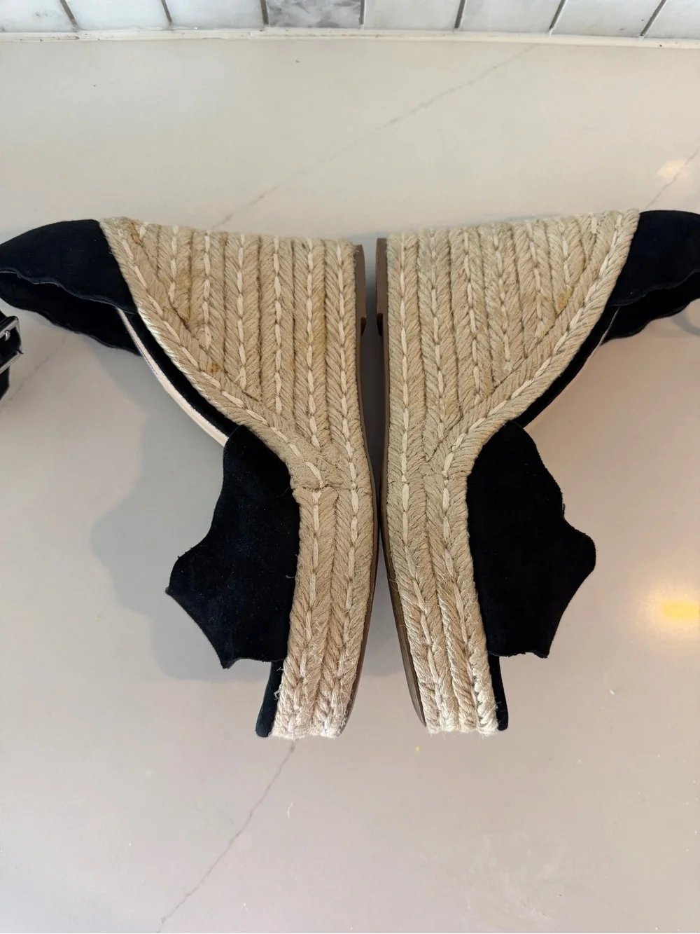Steve Madden Black Suede Susana Espadrille Wedge Size 8.5